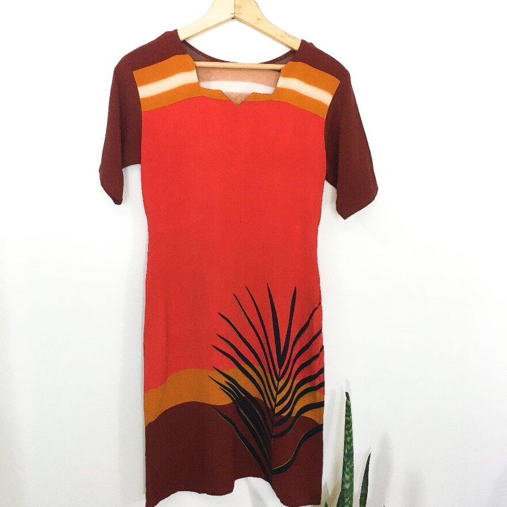 Vintage 70's/80's Handmade Tropical Print Dress
